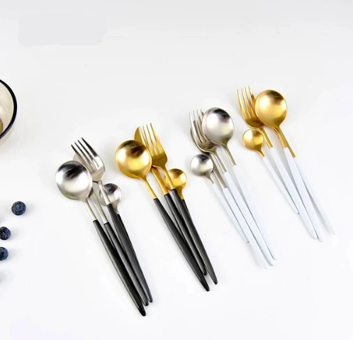 BowLift | 24-Piece Stainless Steel Gold-Silver Luxury Cutlery Set – RoyalGlow