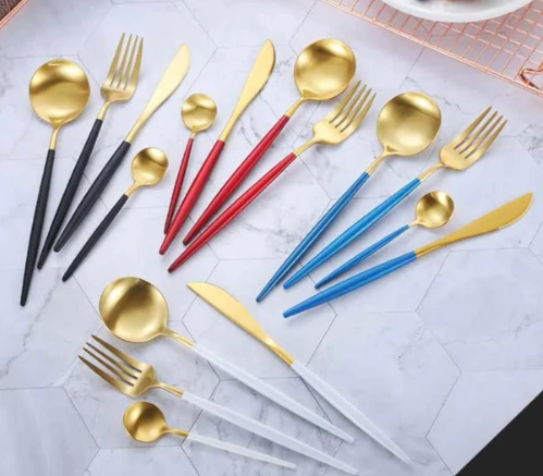BowLift | 24-Piece Stainless Steel Gold-Silver Luxury Cutlery Set – RoyalGlow