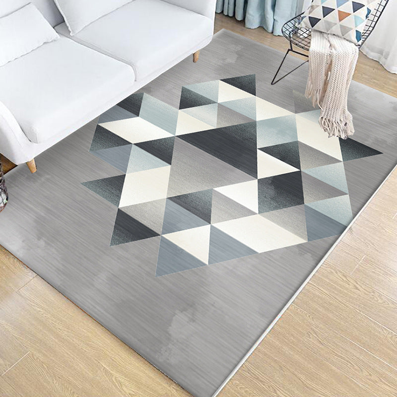 Multicolored bedroom rug novelty geo print indoor rug polypropylene non-slip pet-friendly rug | Bowlift