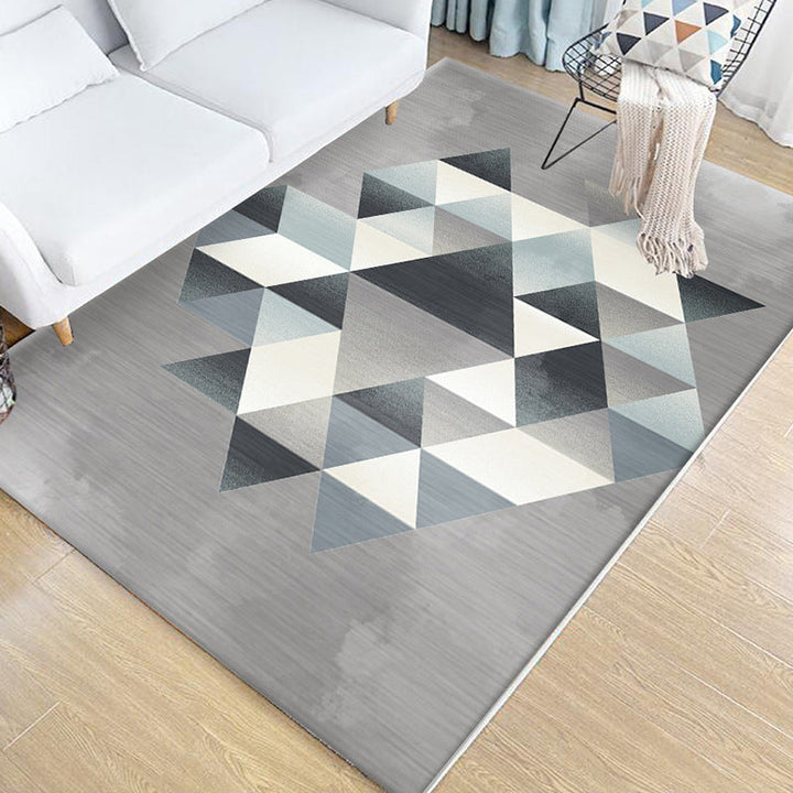 Multicolored bedroom rug novelty geo print indoor rug polypropylene non-slip pet-friendly rug | Bowlift