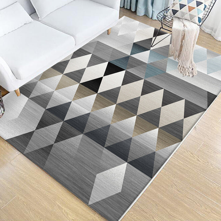 Multicolored bedroom rug novelty geo print indoor rug polypropylene non-slip pet-friendly rug | Bowlift
