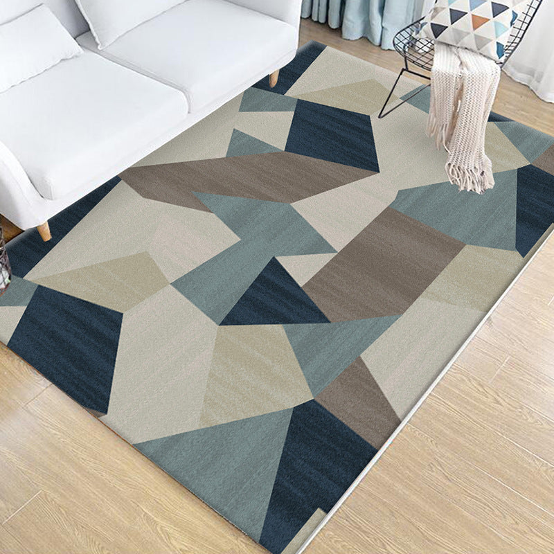 Multicolored bedroom rug novelty geo print indoor rug polypropylene non-slip pet-friendly rug | Bowlift