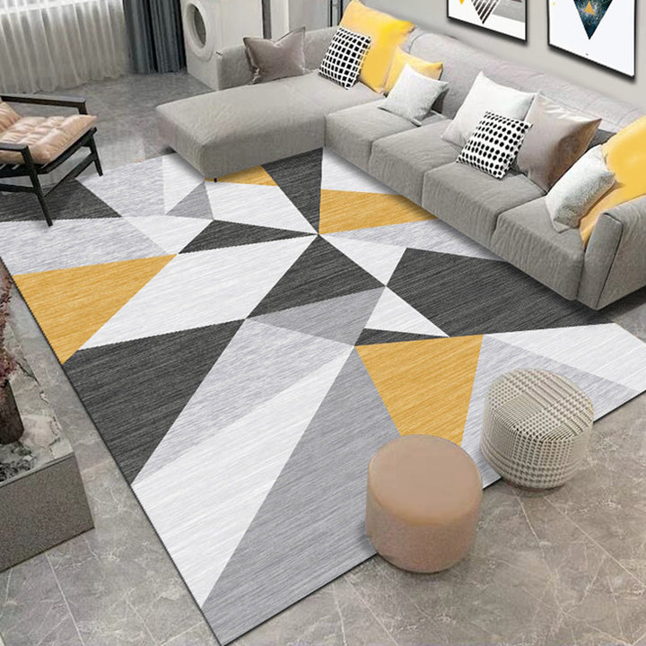 Simple geo-printed rug multicolored polyester area rug non-slip backing pet-friendly washable indoor rug for the living room | Bowlift