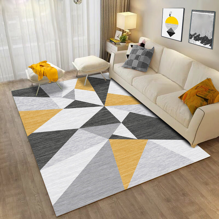 Simple geo-printed rug multicolored polyester area rug non-slip backing pet-friendly washable indoor rug for the living room | Bowlift