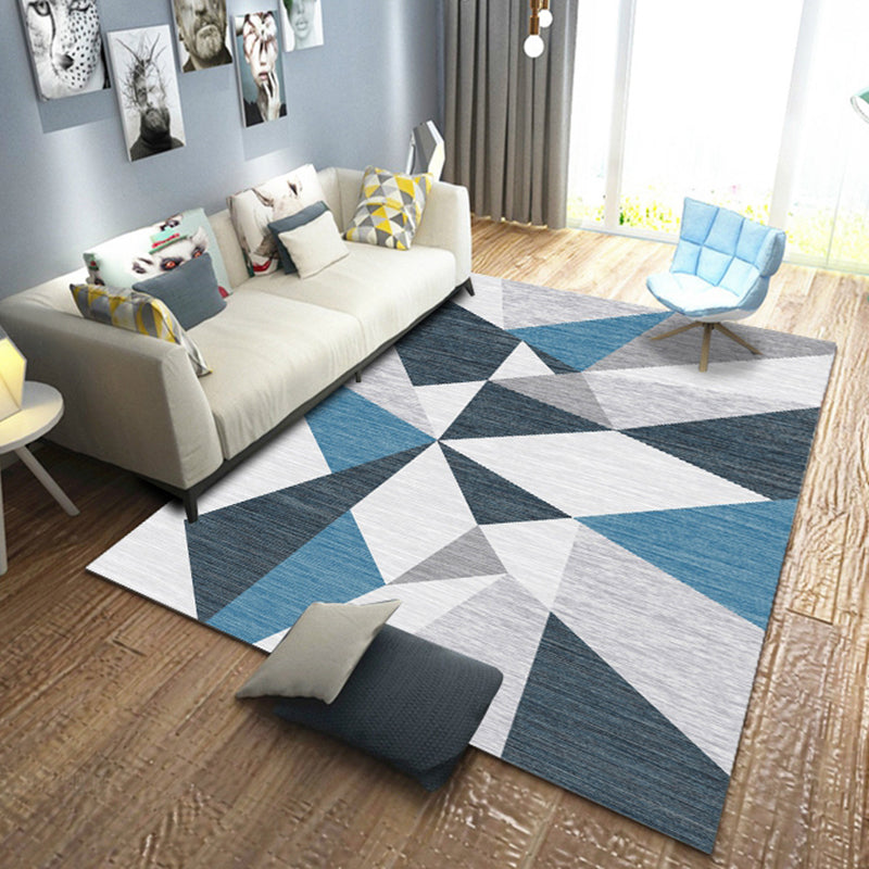 Simple geo-printed rug multicolored polyester area rug non-slip backing pet-friendly washable indoor rug for the living room | Bowlift
