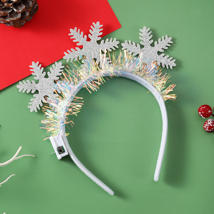 BowLift | IPC Christmas Hair Band Glowing Headband Xmas Tree Snowflake Hair Band Deer Horn Light Flashing Headwear Merry Christmas Gift