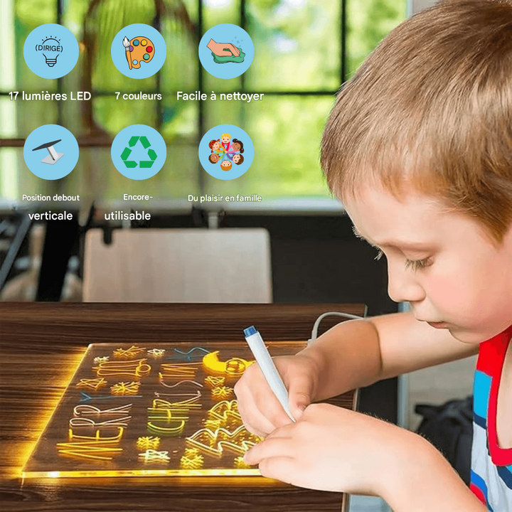BowLift | Kiddli LED Drawing Board – Reusable Writing Board with Light Pen