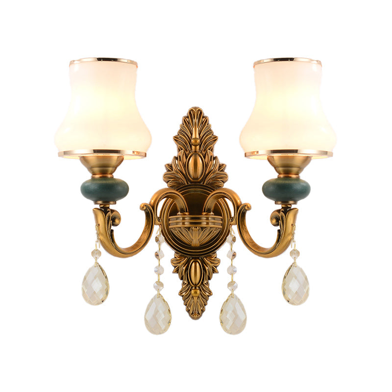 BowLift | Vase White Glass Wall Mount Light Nordic Living Room 1/2 Heads Brass Wall Lamp