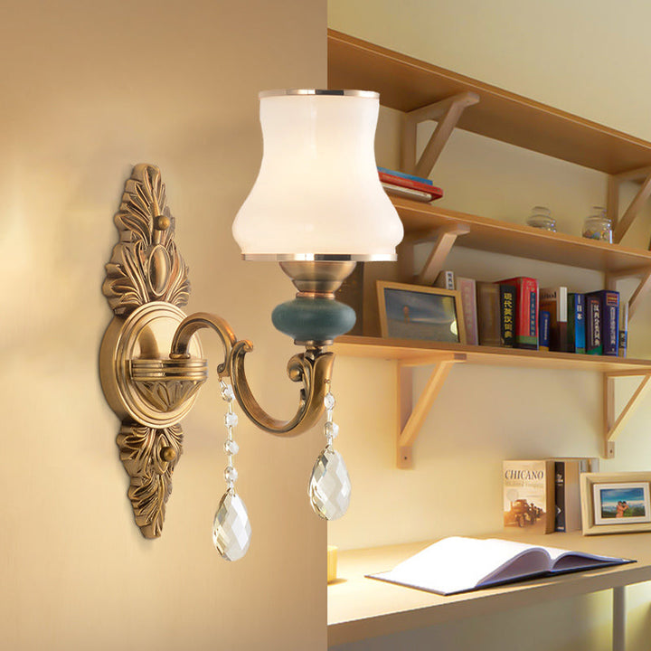 BowLift | Vase White Glass Wall Mount Light Nordic Living Room 1/2 Heads Brass Wall Lamp