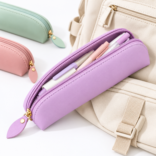 Minimalist Leather Zip Pencil Case Pouch Bowlift