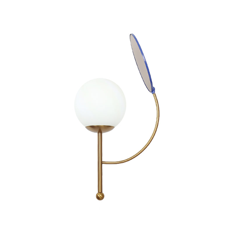 BowLift | Gold/Black Global Wall Light Retro 1 Light Matt White Glass Wall Light with Reflector