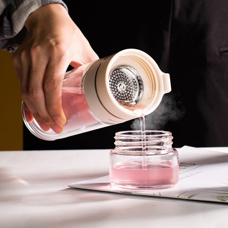 BowLift | Double-walled Glass Water Bottle with Tea Strainer - PureBrew