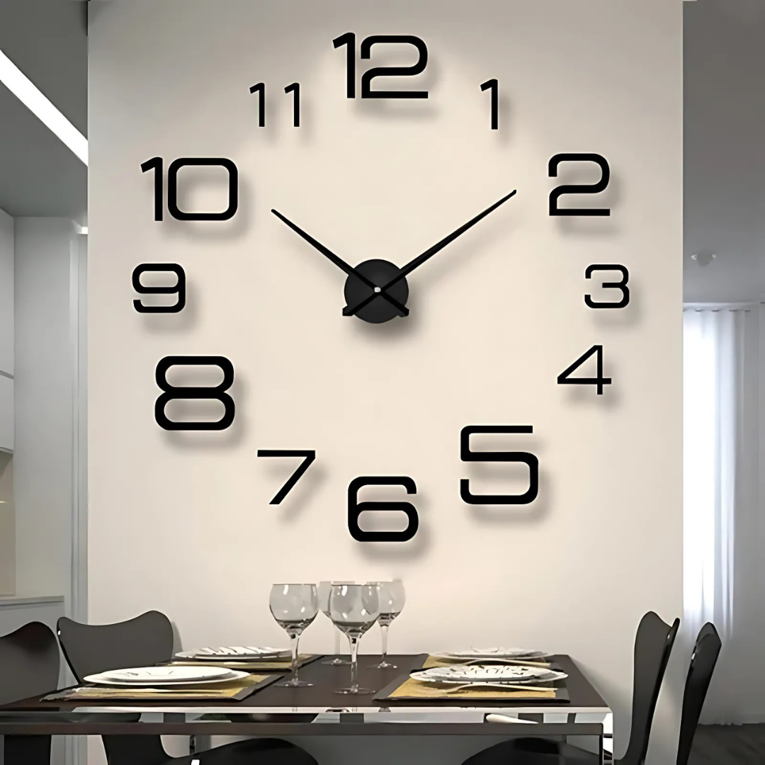 BowLift | Chrona | Large Wall Clock Black Modern 60 cm Minimalistic