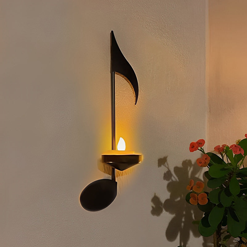 Black Music Note Wall Light Bowlift