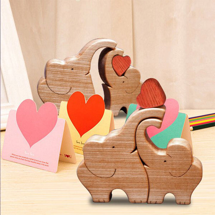 Hand-Carved Wooden Cuddling Animals Decoration | Bowlift