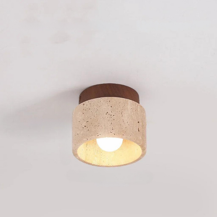 ÉclatPierre – Luxury Travertine LED Pendant Lamp for Hall Bowlift