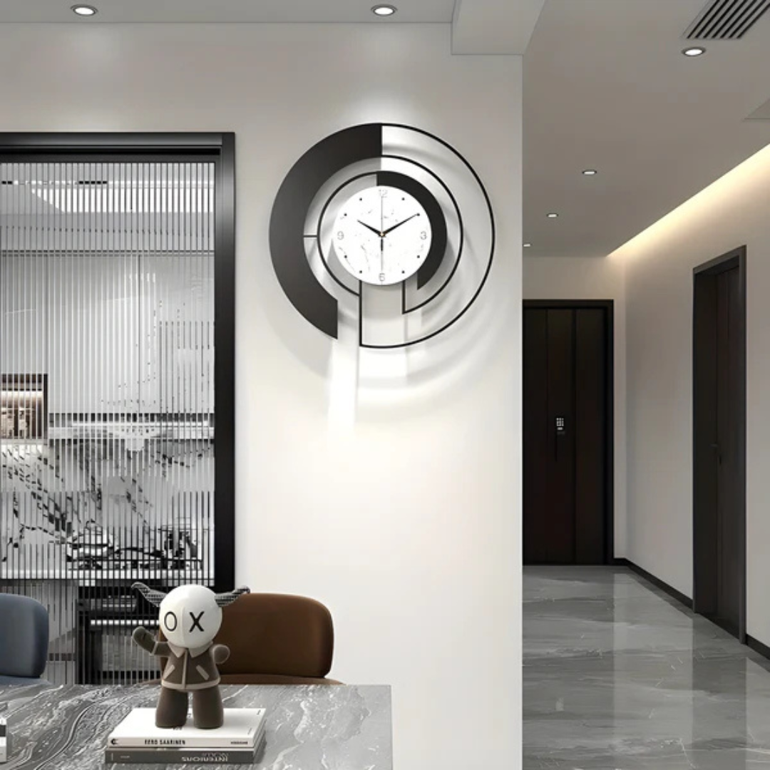 BowLift | Arch | Large Black Wall Clock Modern 46x46 cm