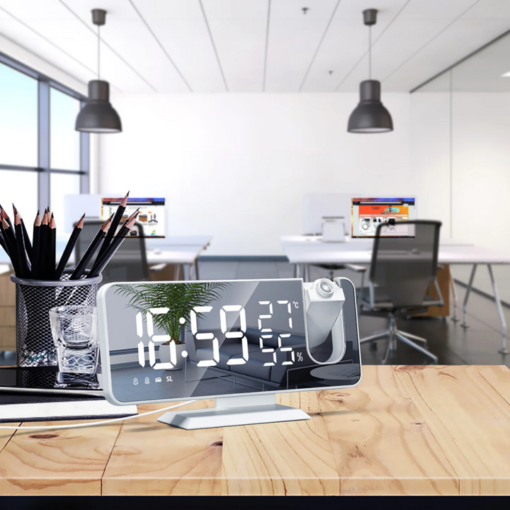 Innovative LED Projector Alarm Clock with USB Bowlift