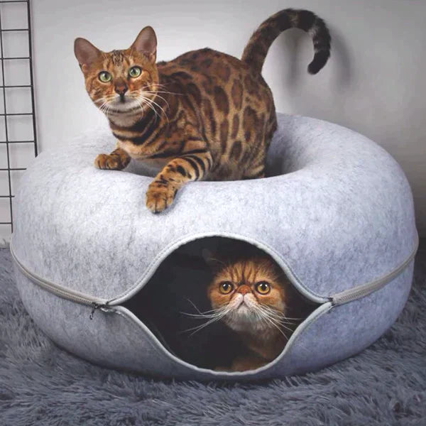 BowLift | Cozy Donut Cat Bed – Plush Material, Non-Slip Bottom, 20-Inch Diameter, Ideal for Relaxation and Play