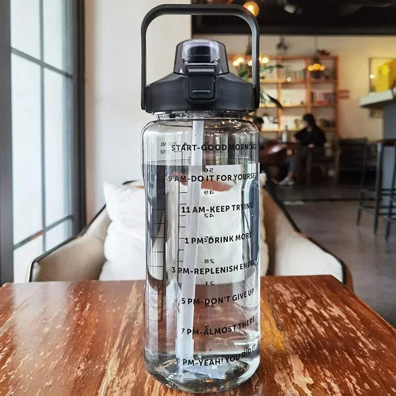 BowLift | 2L Portable Sports Water Bottle with Straw and Time Markings