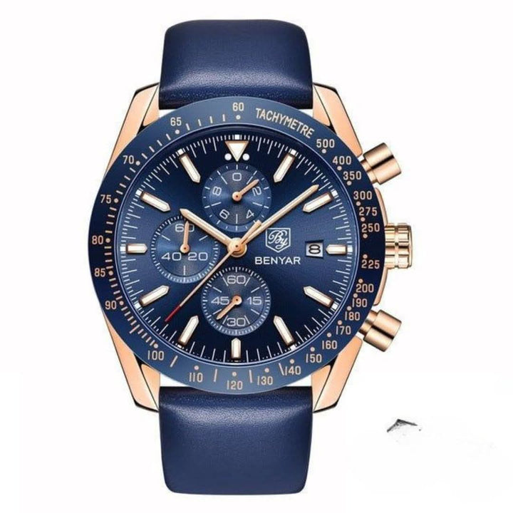 BowLift | Men’s Waterproof Quartz Watch with Leather Strap
