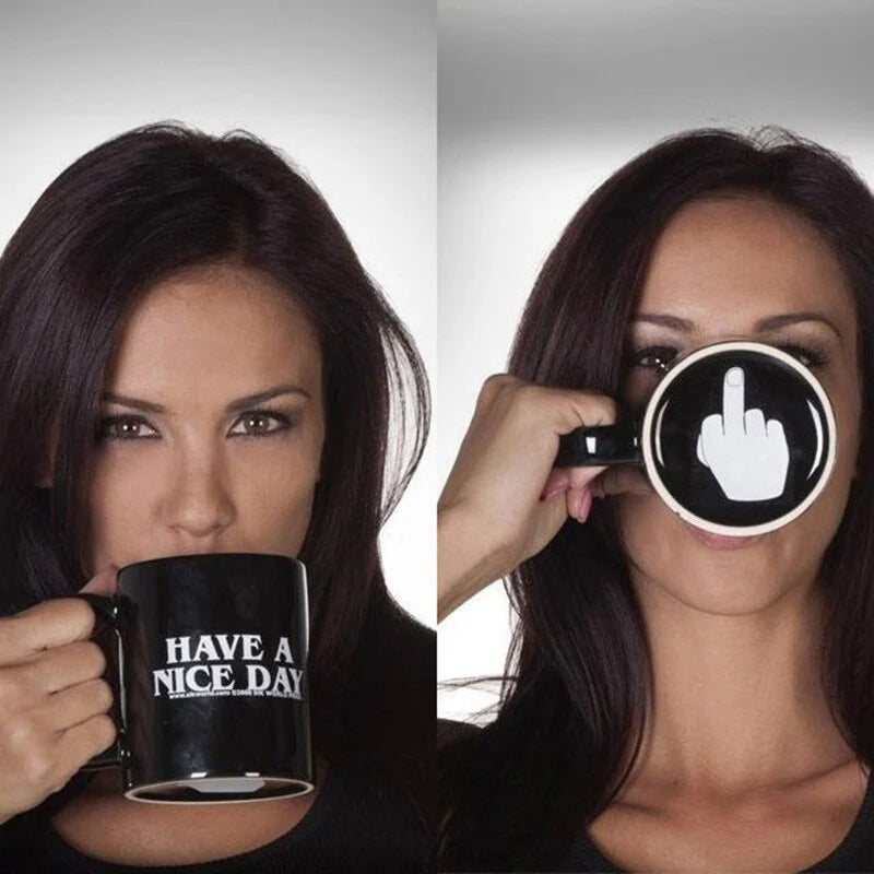 Have a Nice Day Coffee Mug Middle Finger Funny Cup Novelty Gift | Bowlift