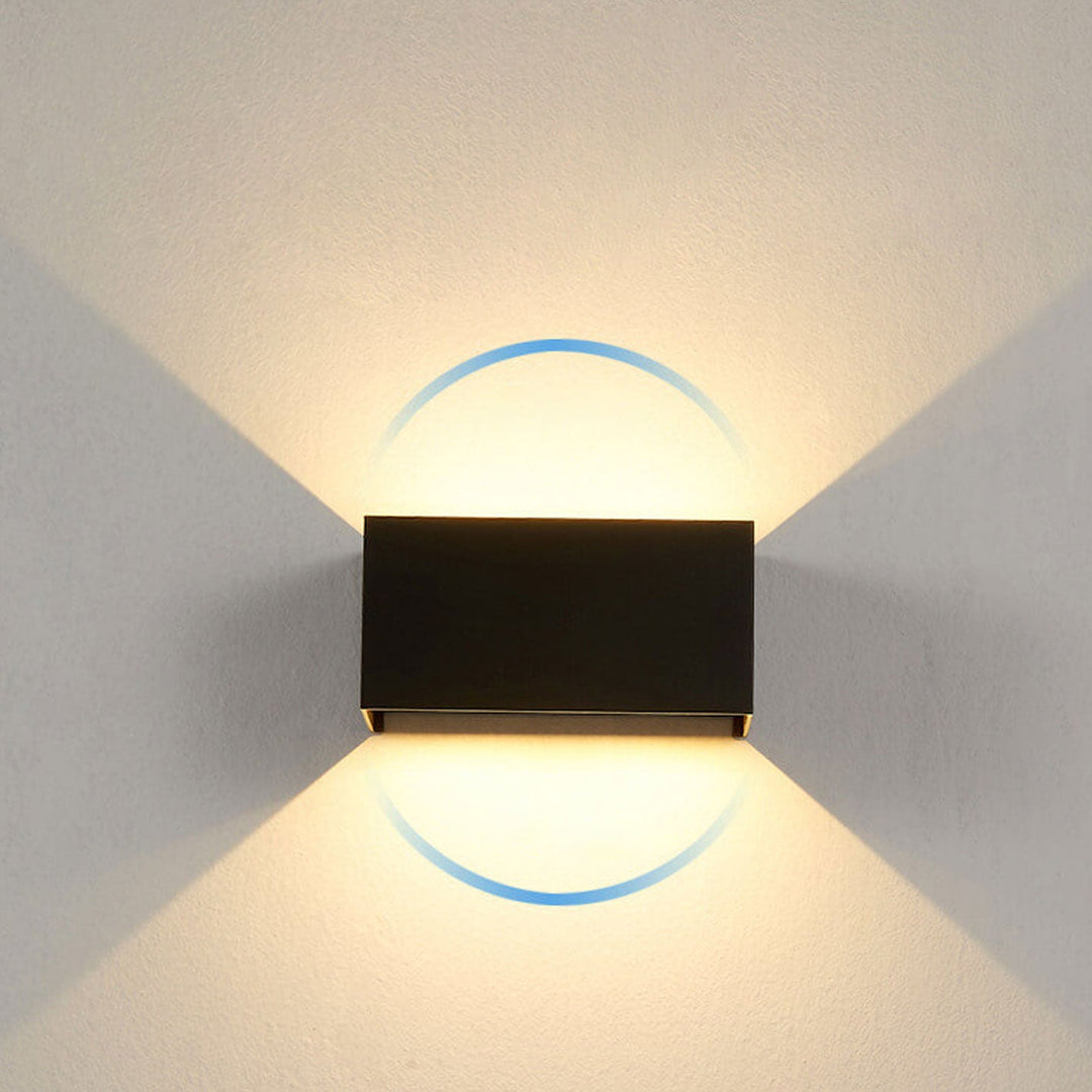 Modern Outdoor Waterproof Rectangular LED Up and Down Illuminated Outdoor Wall Sconce Lamp | Bowlift