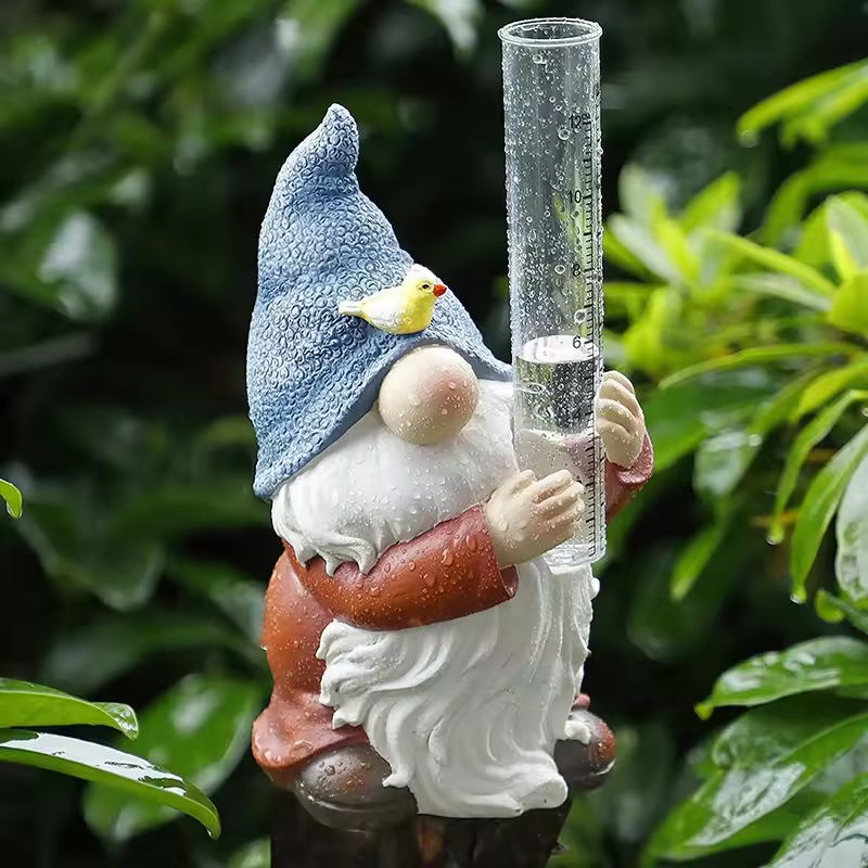 BowLift | Gnome Garden Statue with Resin Rain Gauge