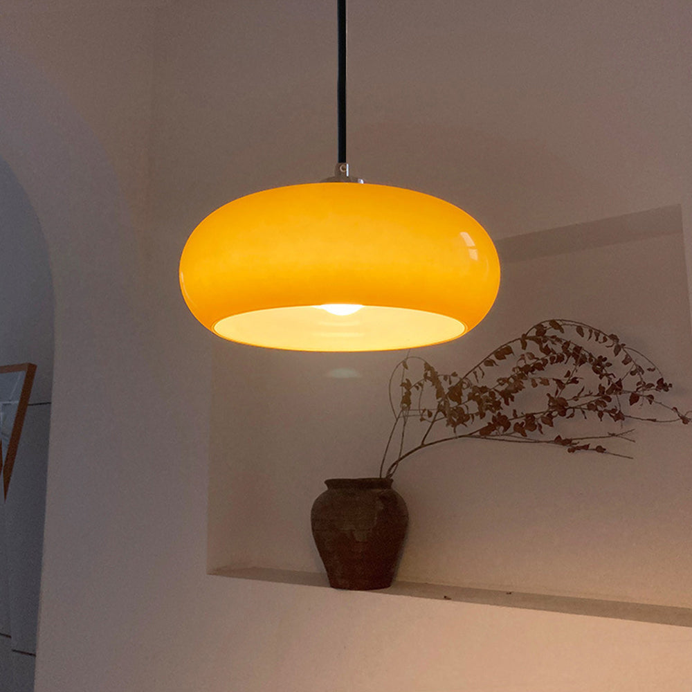 BowLift | Hailie | Pendant Light Orange/White 28 cm Glass