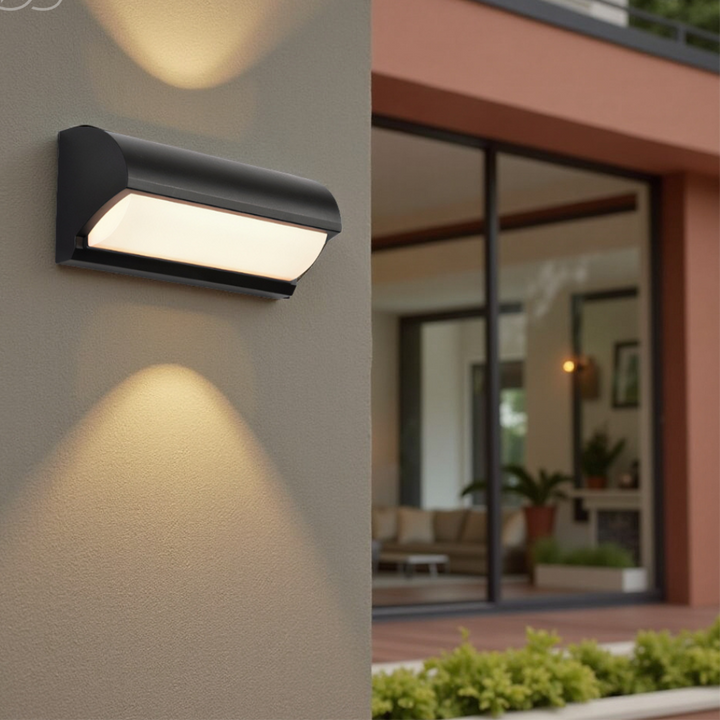 BowLift | Modern Black Outdoor LED Wall Light – Weatherproof Warm Lighting for Garden, Patio & Entryways