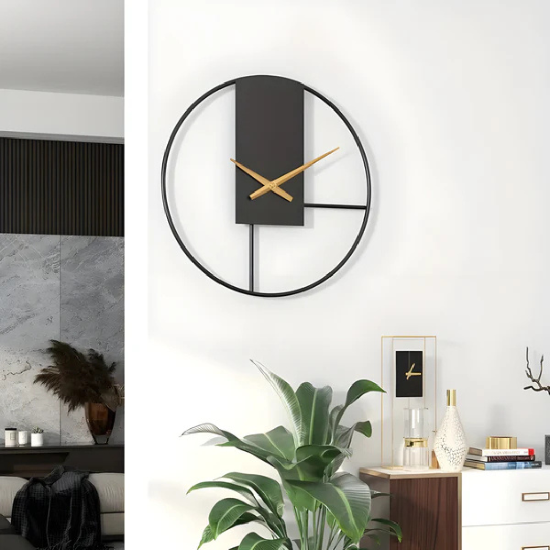 BowLift | Aurum | Large Wall Clock Modern Black 40 cm Minimalistic
