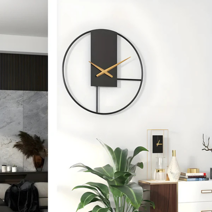 BowLift | Aurum | Large Wall Clock Modern Black 40 cm Minimalistic