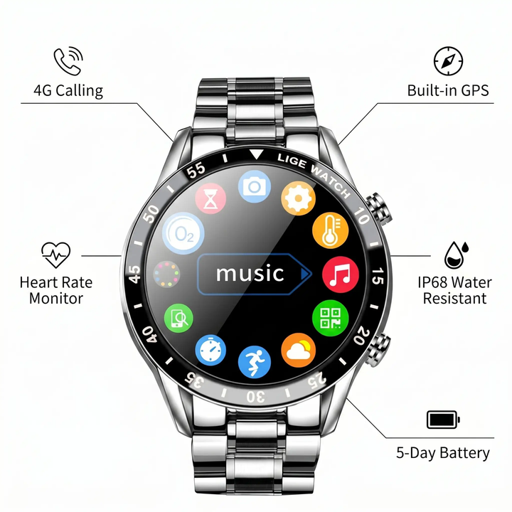 BowLift | Luxury 4G Smartwatch – Stylish Watch with Calls, GPS & Health Features