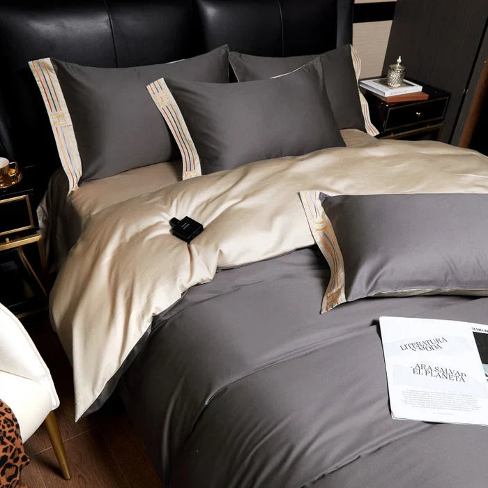 BowLift | Satin Cotton Embroidered Bedding Set - Luxora