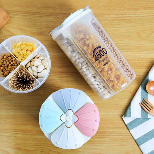 4 Grid Food Cereal Container Jar 2500Ml Bowlift