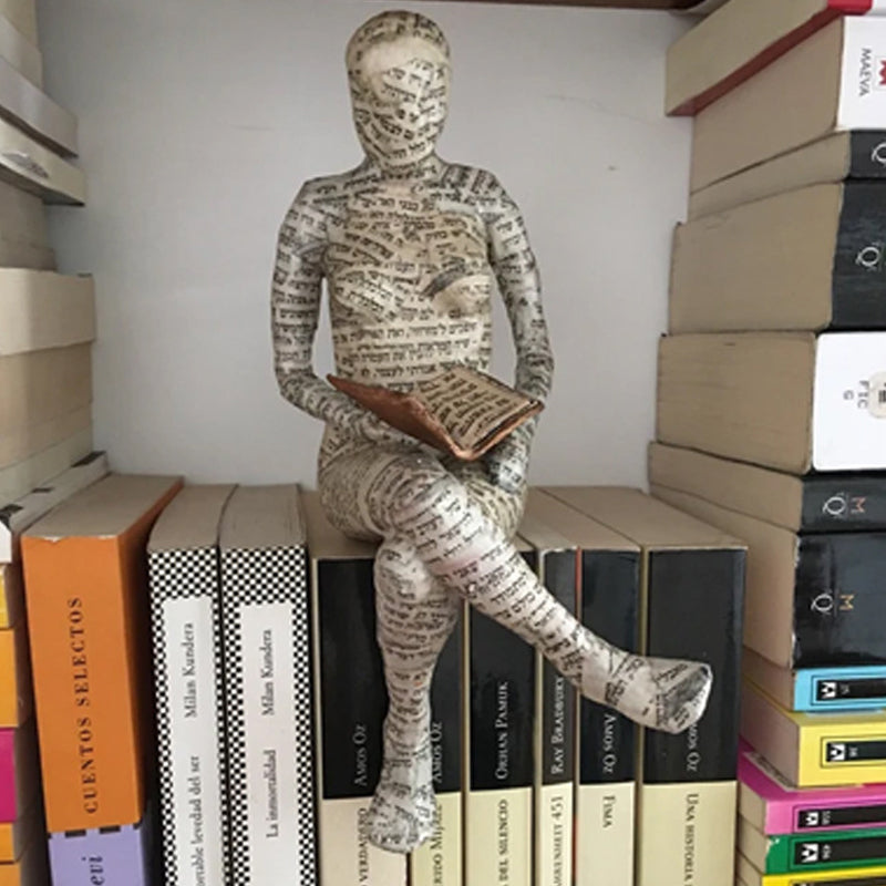 Resin Modern Reading Woman Statue Ornament in The Shape of a Scholar | Bowlift