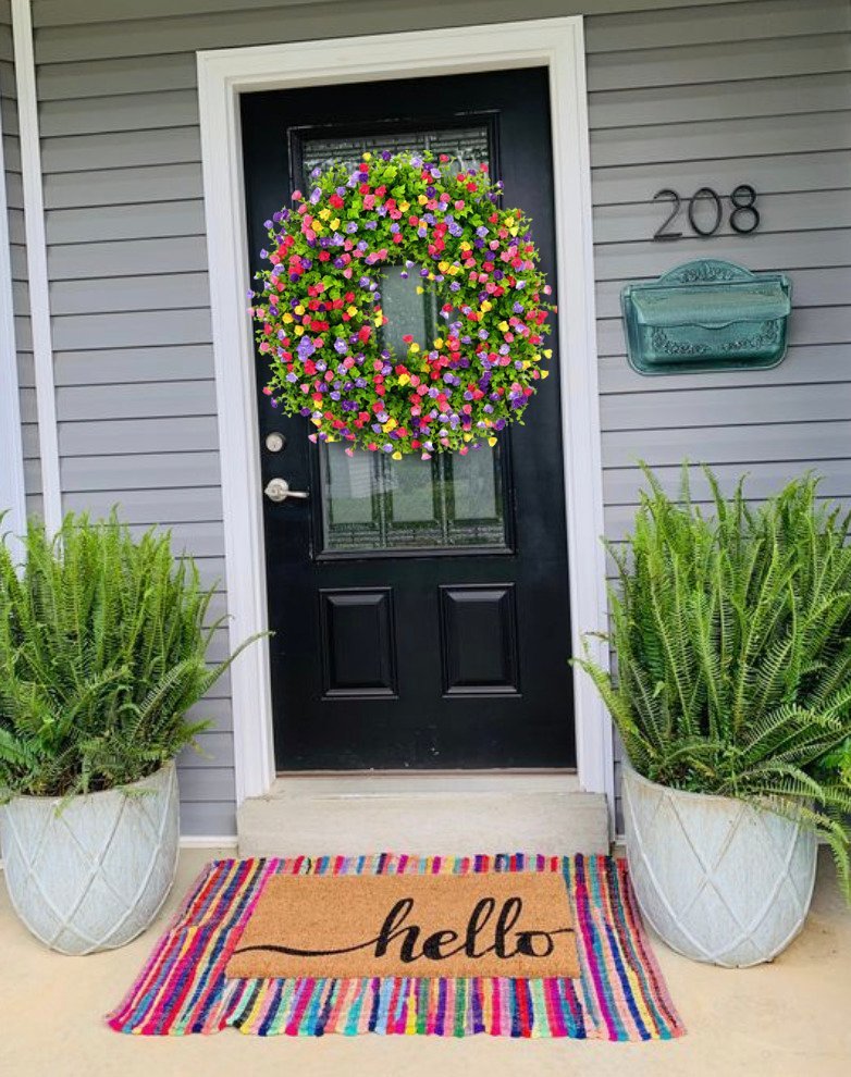 BowLift | BloomWreath Spring & Summer Front Door Wreath | Handmade Floral Grapevine Accent