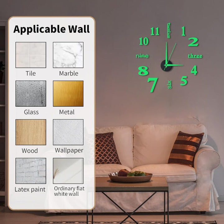 Luminous Frameless 3D Wall Clock Bowlift