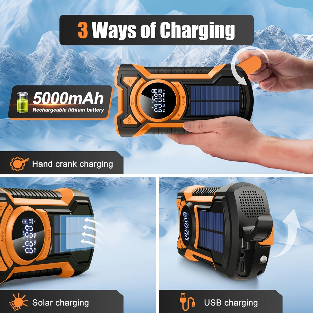 BowLift | All-in-One Emergency Radio with Hand Crank, Solar Panel, Flashlight & USB Charger – Ideal for Camping and Outdoor Activities
