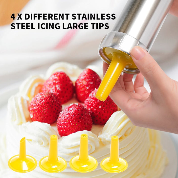 BowLift | Cookie Press Kit | 20 Stainless Steel Discs & 4 Nozzles | Adjustable Size & Easy Clean | BakeJoy