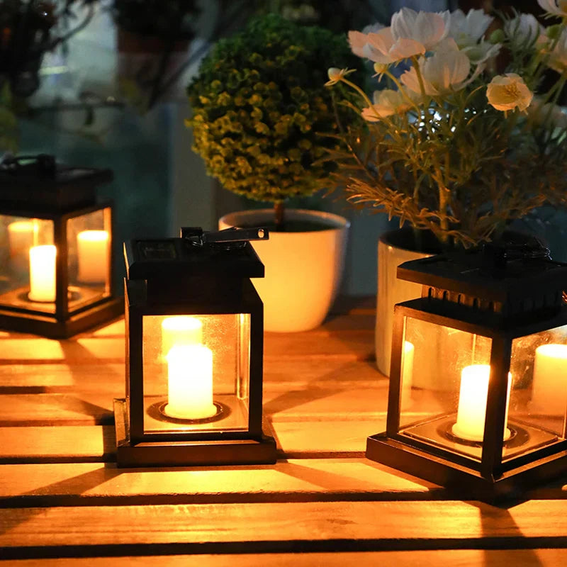 Solar-powered LED candle lantern – Weatherproof outdoor lamp for garden and patio | Bowlift