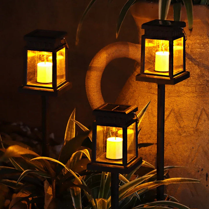 Solar-powered LED candle lantern – Weatherproof outdoor lamp for garden and patio | Bowlift