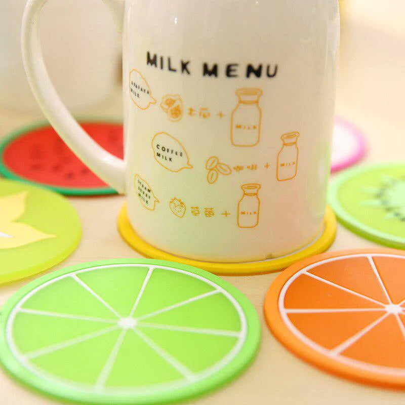 6 pcs Colorful Silicon Fruit Coaster Tea Cup Mat Bowlift