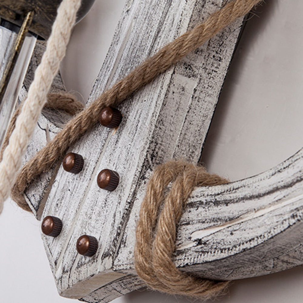 BowLift | Rustic Wood Anchor Wall Lamp with Lantern