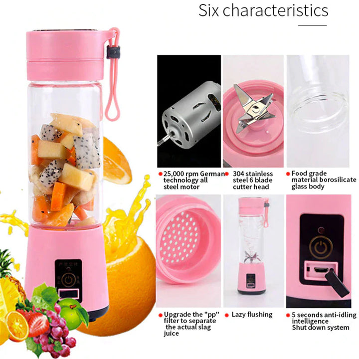 Portable Chargeable Travel Juicer Blender 6 Blade Bowlift