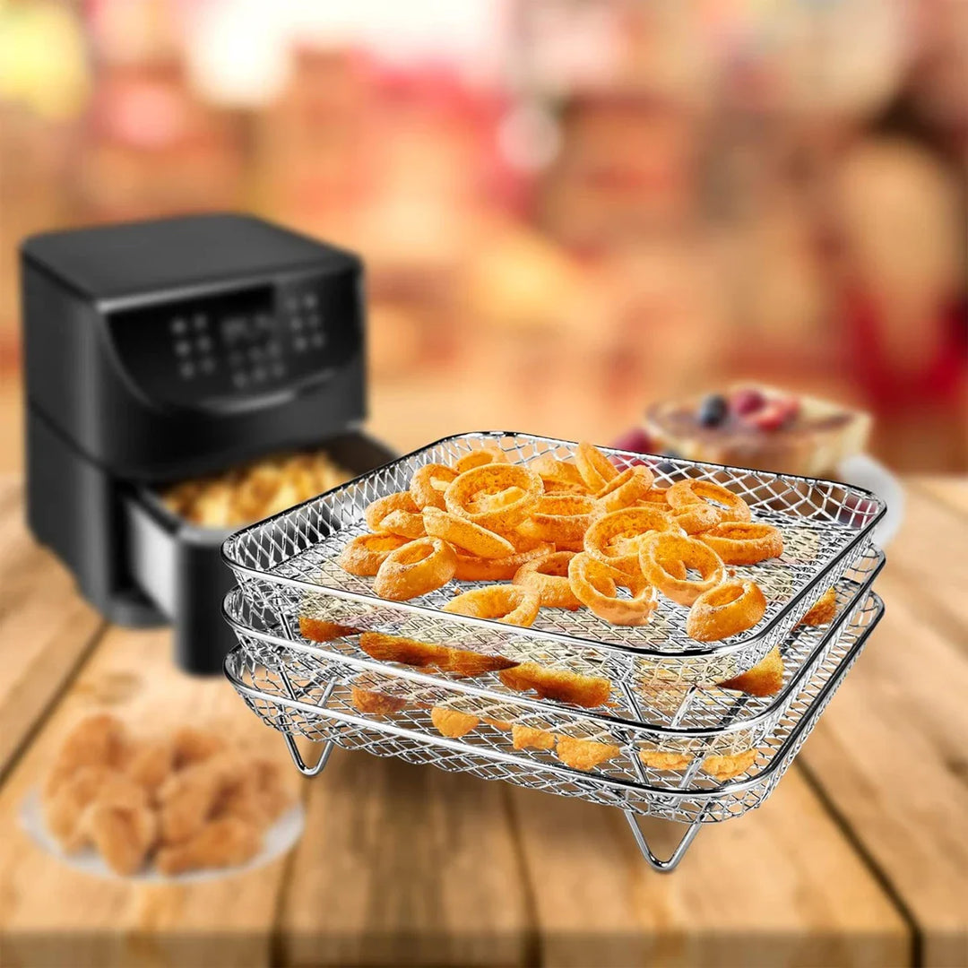 3-Tier Stainless Steel Air Fryer Rack Universal Stackable Accessory | Bowlift