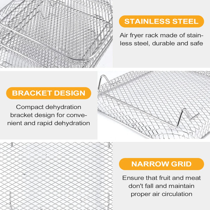 3-Tier Stainless Steel Air Fryer Rack Universal Stackable Accessory | Bowlift
