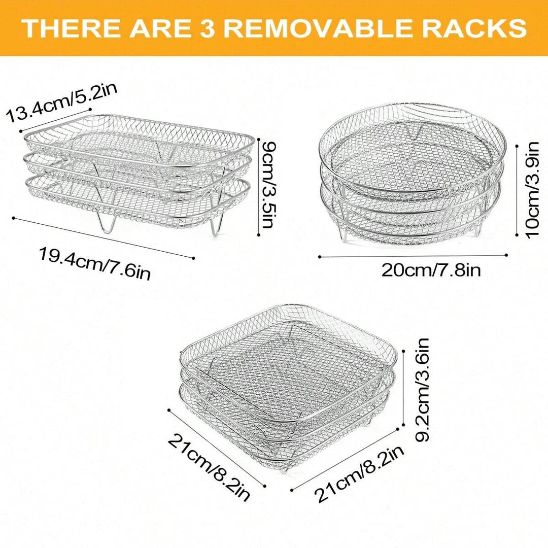 3-Tier Stainless Steel Air Fryer Rack Universal Stackable Accessory | Bowlift