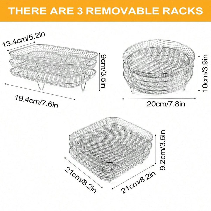3-Tier Stainless Steel Air Fryer Rack Universal Stackable Accessory | Bowlift