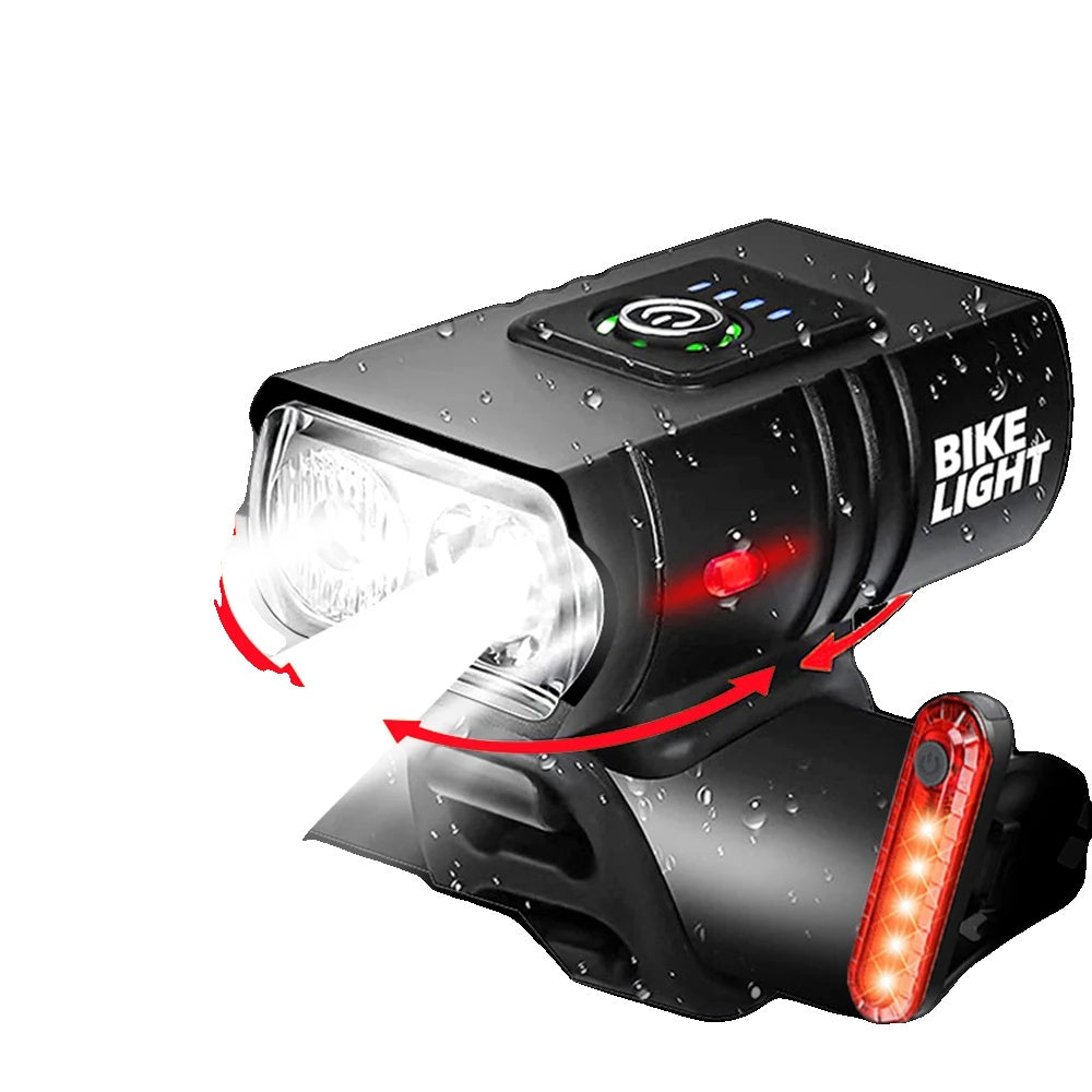 BowLift | USB Rechargeable Bike Light Set - 1500 Lumen LED Headlight and Taillight with 6 Modes for Safe Night Cycling